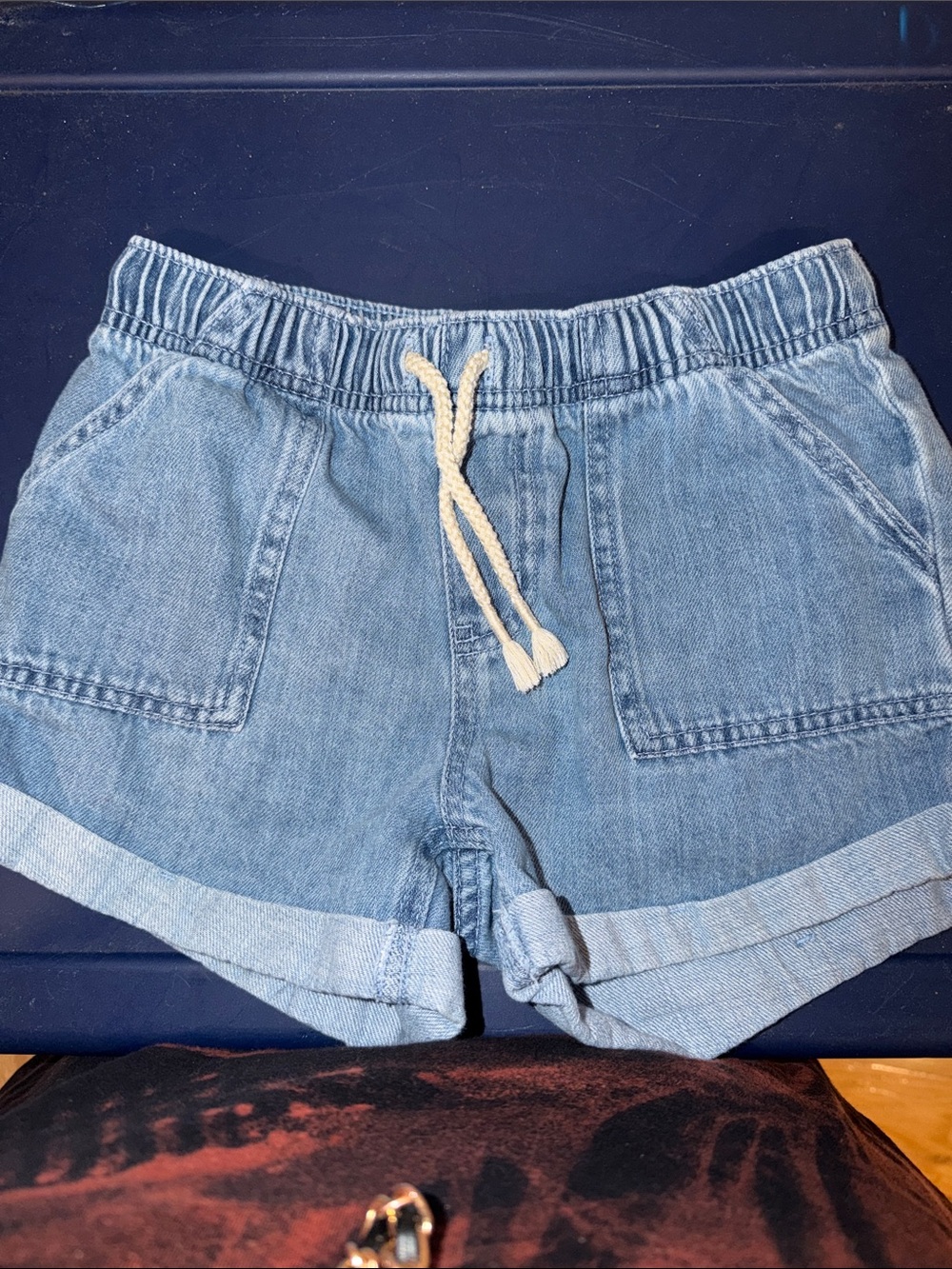Girls Toddler Light Blue Denim Drawstring Shorts